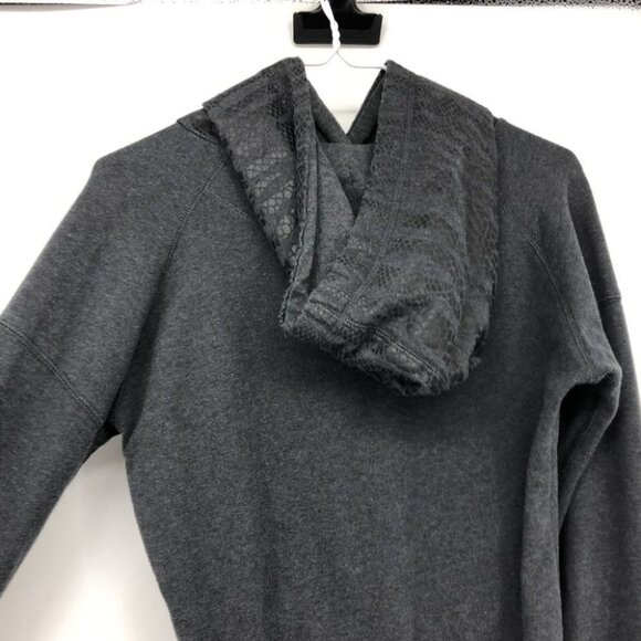 Puma charcoal grey pullover hoodie with through pocket hot pink accents S - Picture 6 of 13